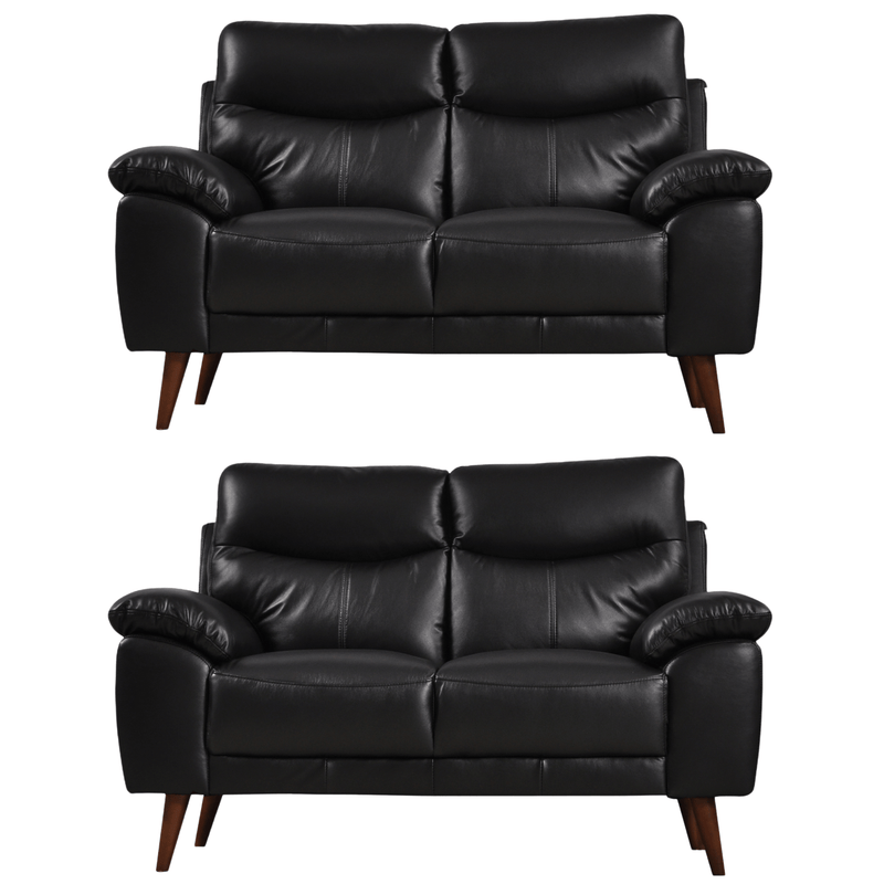 Front-facing Vantage black 2+2 sofa set on a white background with clean lines and modern design