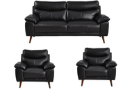 Vantage Genuine Leather Black 3+1+1 Seater Sofa Set