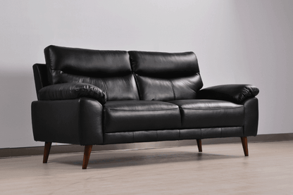 Vantage Genuine Leather Black 3+1+1 Seater Sofa Set