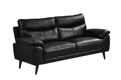 Vantage Genuine Leather Black 3+1+1 Seater Sofa Set