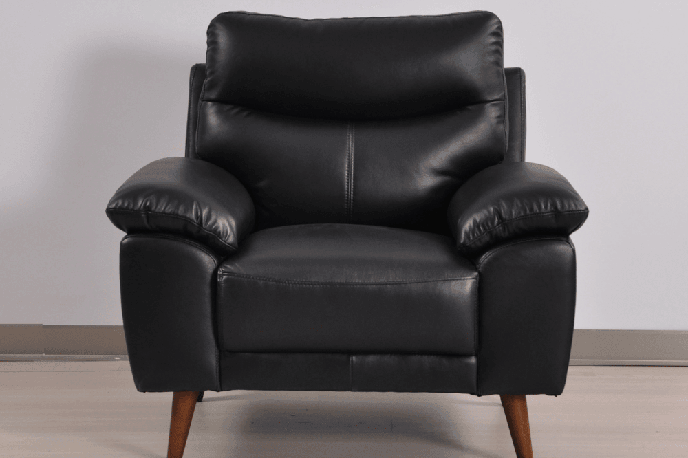 Vantage Genuine Leather Black 3+1 Seater Sofa Set
