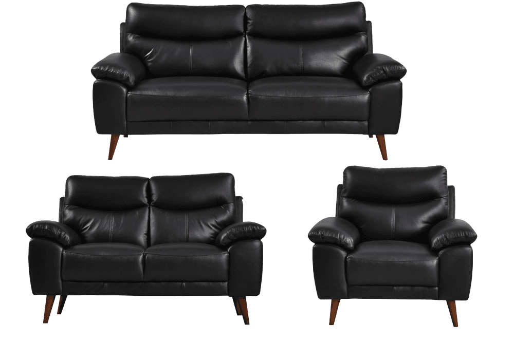 Vantage Genuine Leather Black 3+2+1 Seater Sofa Set