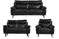 Vantage Genuine Leather Black 3+2+1 Seater Sofa Set