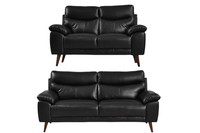 Vantage Genuine Leather Black 3+2 Seater Sofa Set