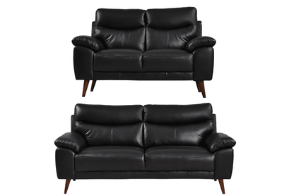 Vantage Genuine Leather Black 3+2 Seater Sofa Set