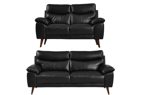 Vantage Genuine Leather Black 3+2 Seater Sofa Set