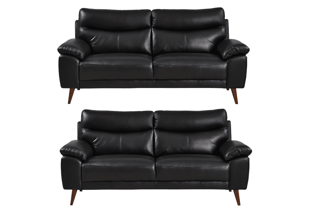 Vantage Genuine Leather Black 3+3 Seater Sofa Set