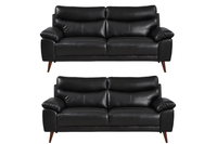 Vantage Genuine Leather Black 3+3 Seater Sofa Set