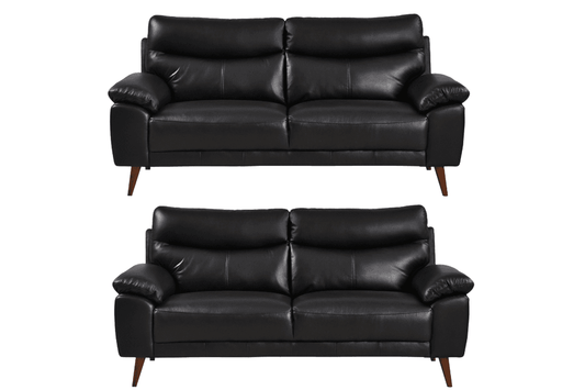 Vantage Genuine Leather Black 3+3 Seater Sofa Set