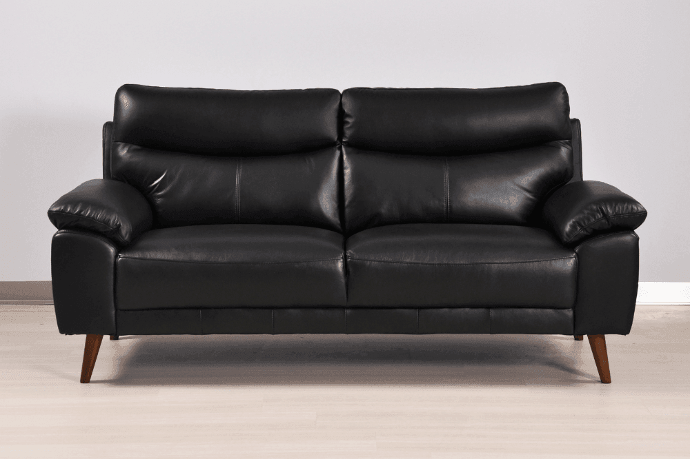 Vantage Genuine Leather Black 3+3 Seater Sofa Set