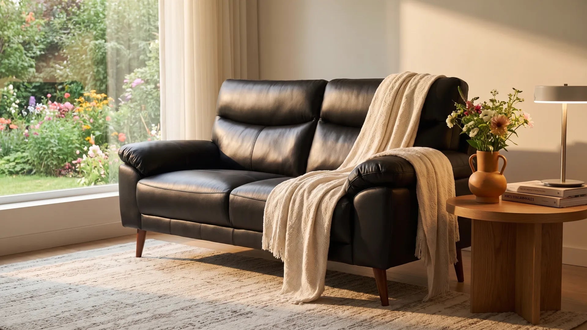 Vantage Genuine Leather Black 3 Seater Sofa - Furniture Instore