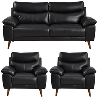 Vantage Genuine Leather Black 3+1+1 Seater Sofa Set