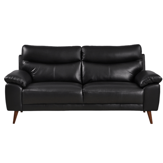Front-facing Vantage black 3-seater sofa on a white background with clean lines and modern design