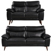 Vantage Genuine Leather Black 3+2 Seater Sofa Set