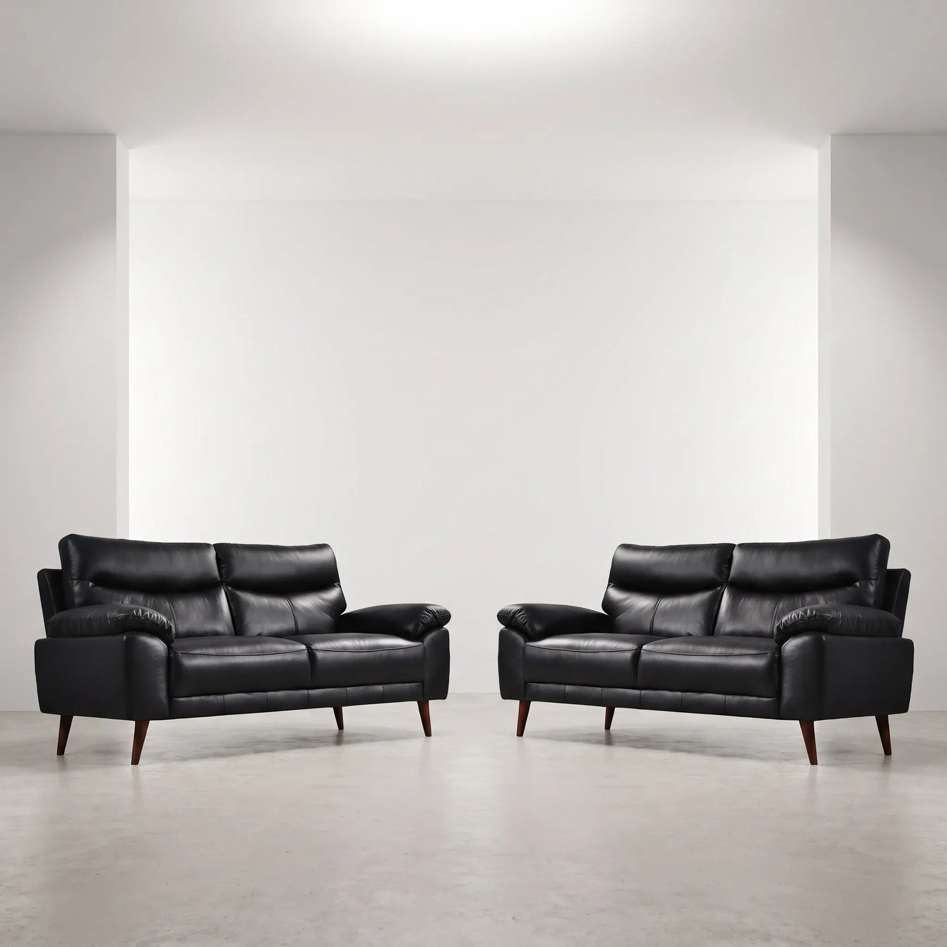 Vantage Genuine Leather Black 3+3 Seater Sofa Set - Furniture Instore