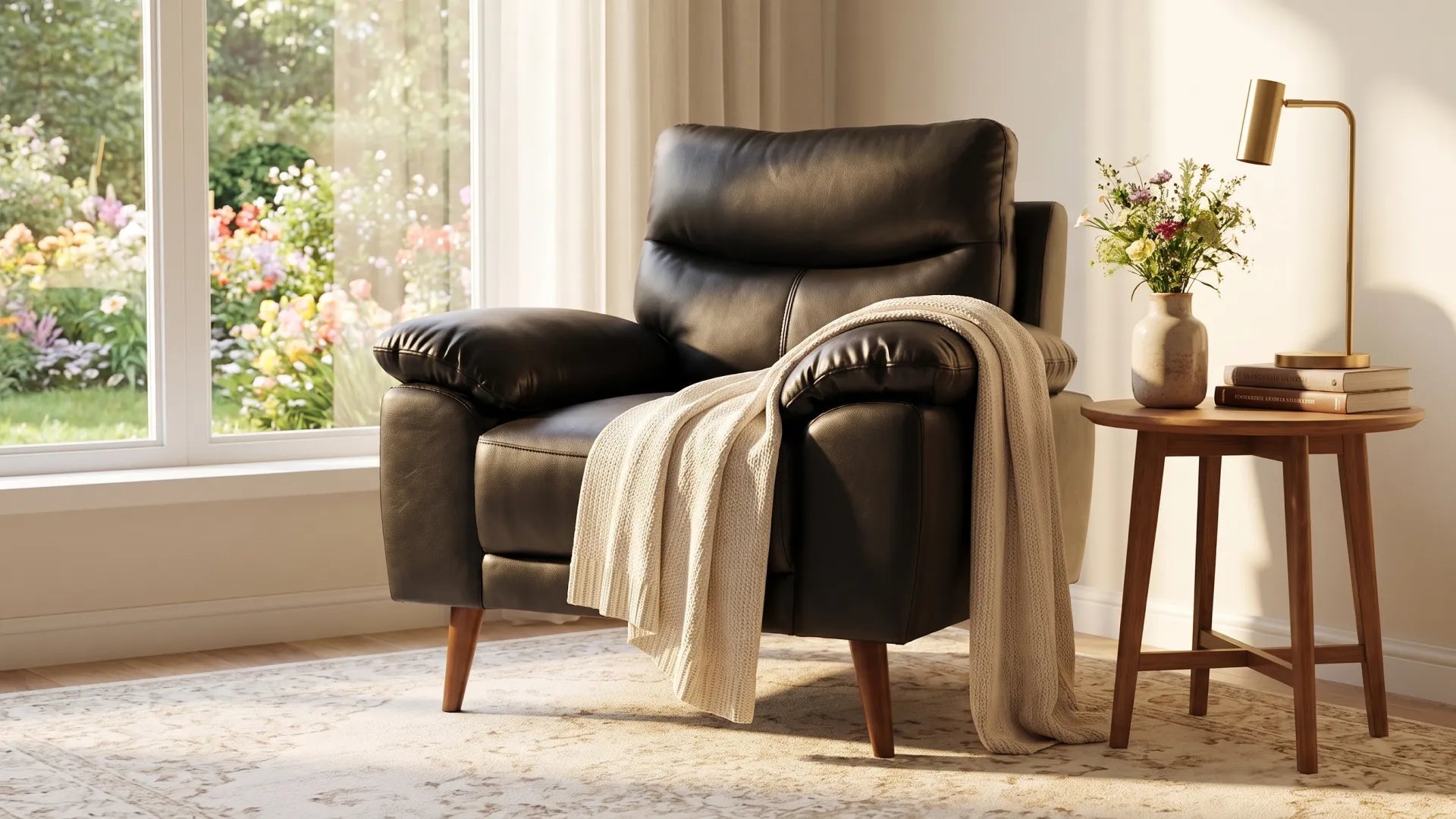 Vantage Genuine Leather Black Armchair - Furniture Instore