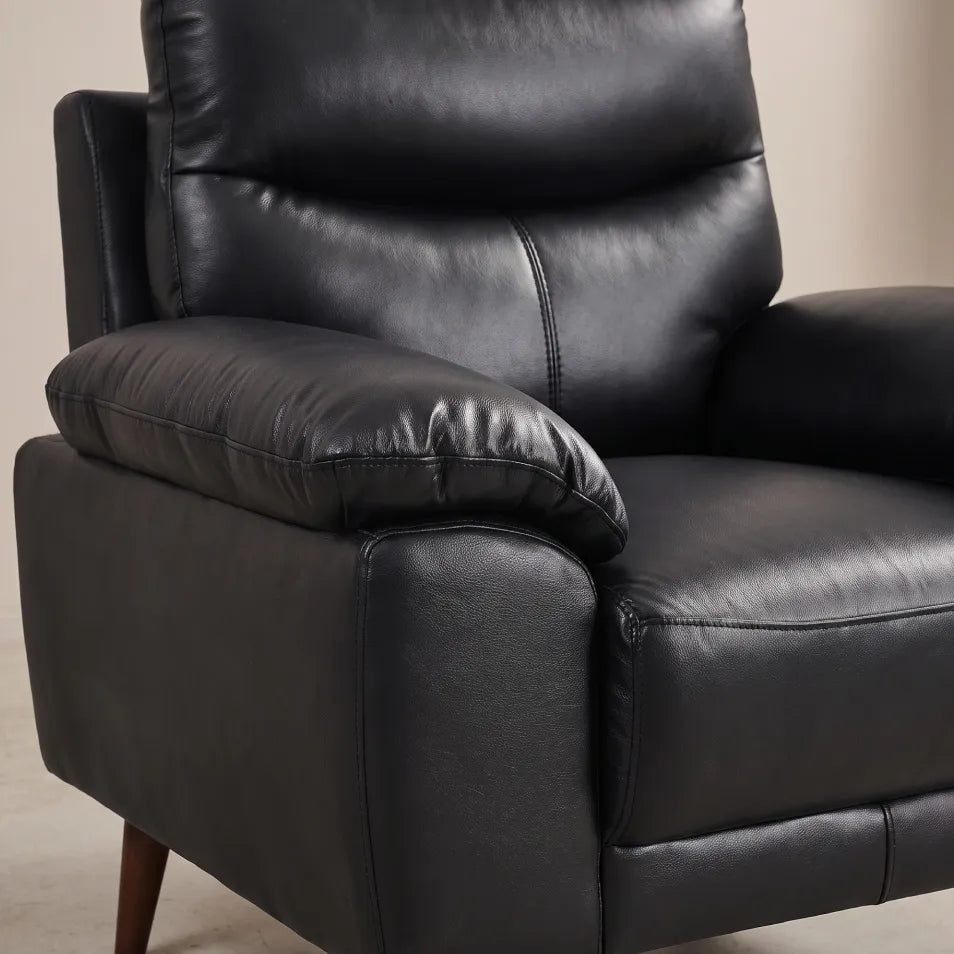Vantage Genuine Leather Black Armchair - Furniture Instore