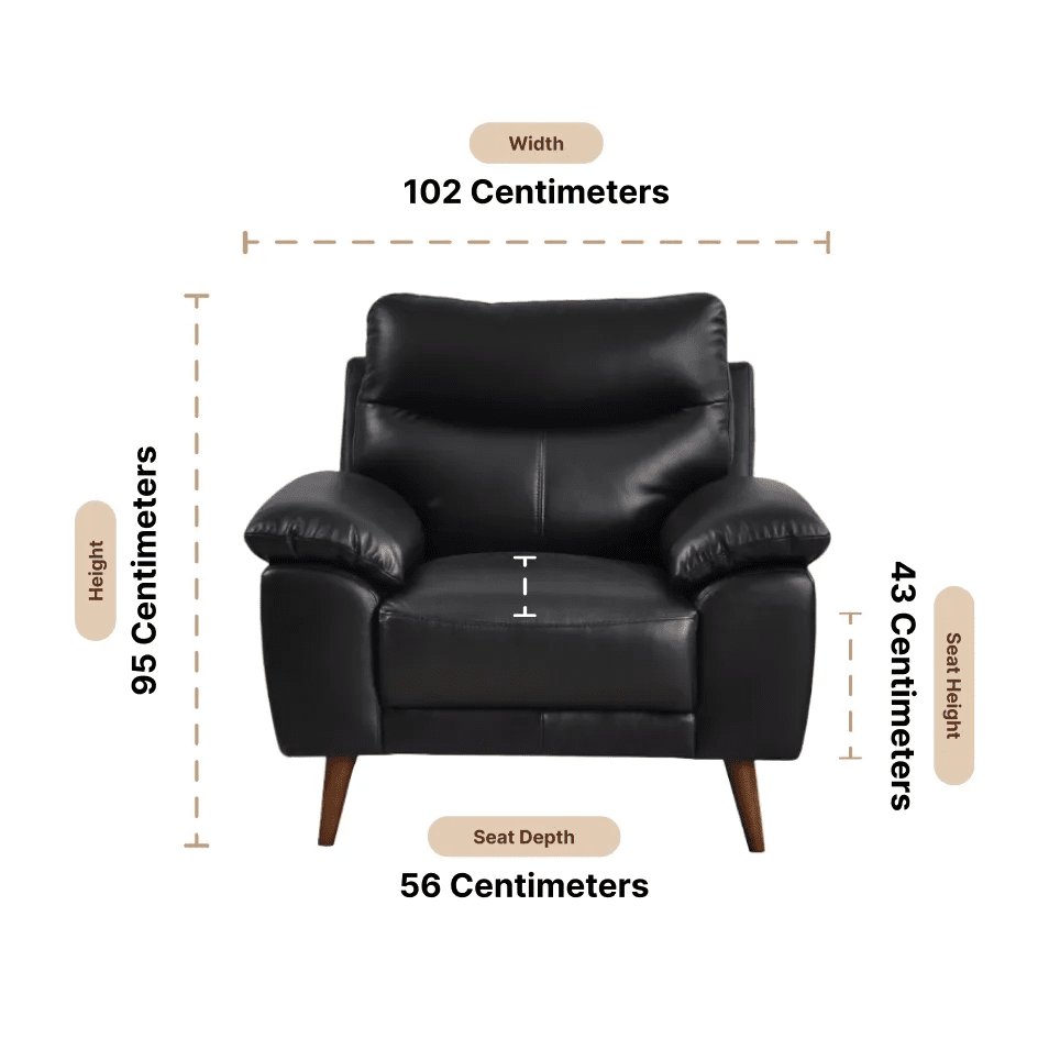 Vantage Genuine Leather Black Armchair - Furniture Instore