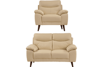 Vantage Genuine Leather Cream 2+1 Seater Sofa Set