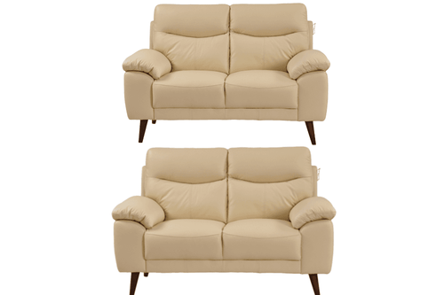 Vantage Genuine Leather Cream 2+2 Seater Sofa Set