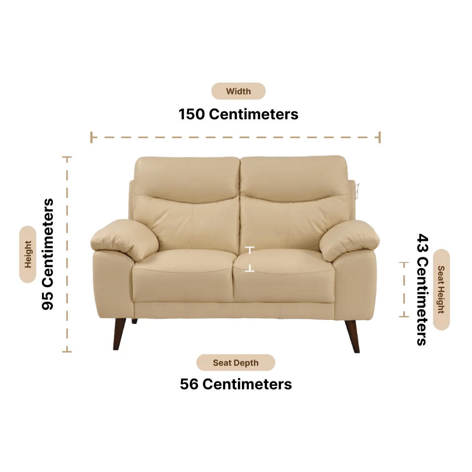 Vantage Genuine Leather Cream 2 Seater Sofa - Furniture Instore