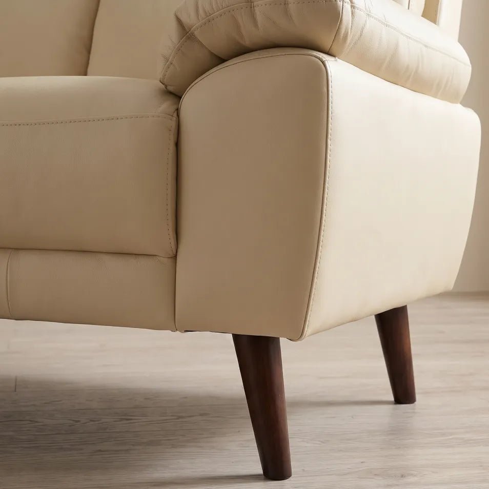 Vantage Genuine Leather Cream 2 Seater Sofa - Furniture Instore