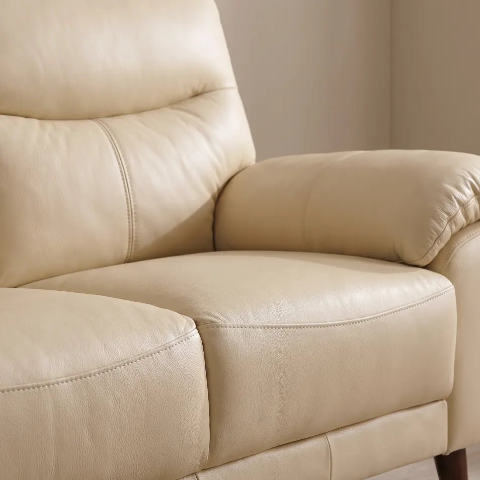 Vantage Genuine Leather Cream 2 Seater Sofa - Furniture Instore