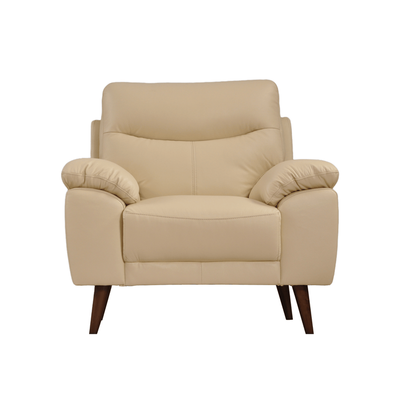 Vantage Cream armchair, front view on white background, modern and cozy living room seating