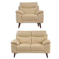 Vantage Genuine Leather Cream 2+1 Seater Sofa Set