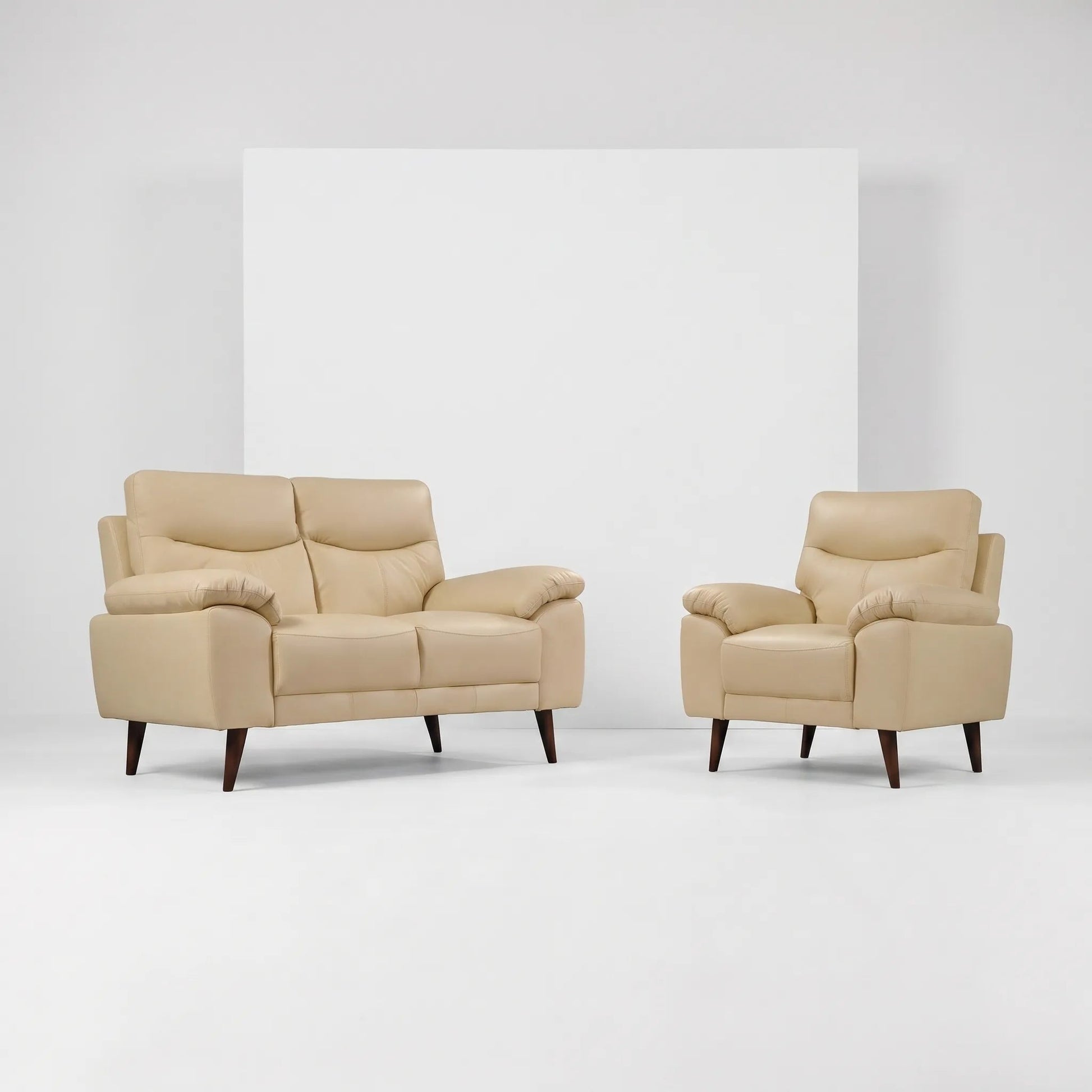 Vantage Genuine Leather Cream 2+1 Seater Sofa Set - Furniture Instore