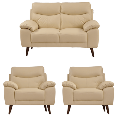 Vantage Genuine Leather Cream 2+1+1 Seater Sofa Set