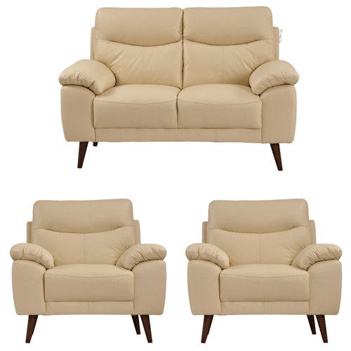 Vantage Genuine Leather Cream 2+1+1 Seater Sofa Set