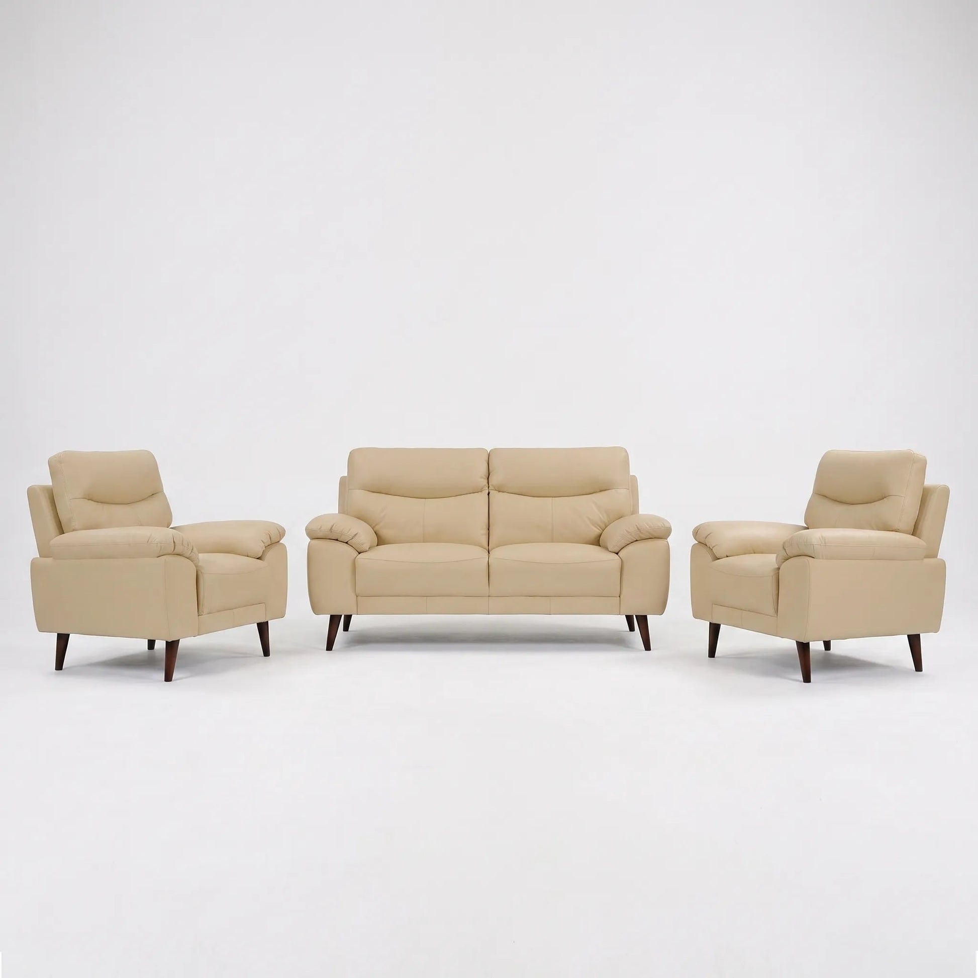 Vantage Genuine Leather Cream 2+1+1 Seater Sofa Set - Furniture Instore