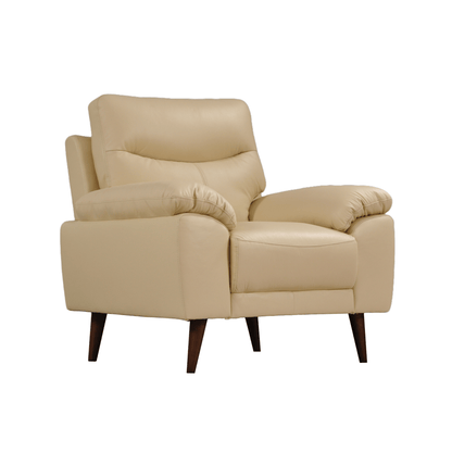 Vantage Cream armchair, angled view on white background, modern and cozy living room seating
