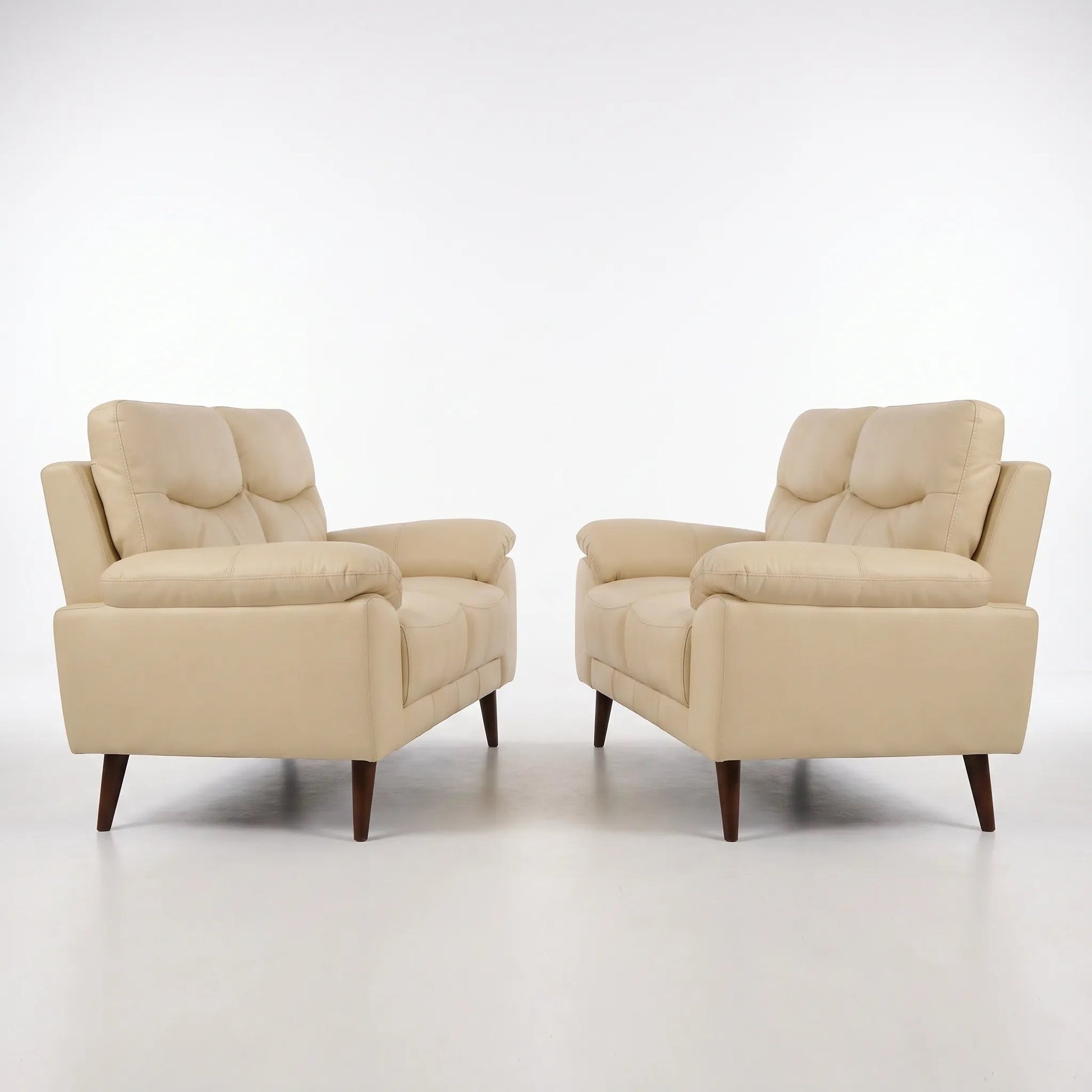 Vantage Genuine Leather Cream 2+2 Seater Sofa Set - Furniture Instore