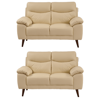 Vantage Cream 2+2 sofa set, front view on white background, modern and cozy living room seating