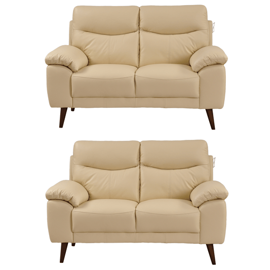 Vantage Cream 2+2 sofa set, front view on white background, modern and cozy living room seating