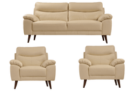 Vantage Genuine Leather Cream 3+1+1 Seater Sofa Set