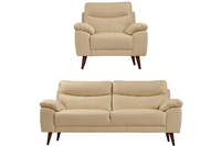 Vantage Genuine Leather Cream 3+1 Seater Sofa Set