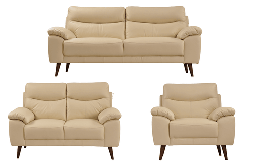 Vantage Genuine Leather Cream 3+2+1 Seater Sofa Set