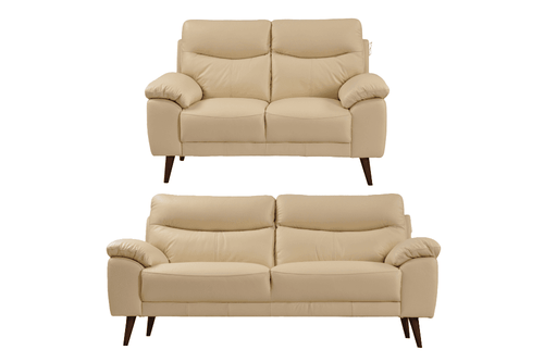 Vantage Genuine Leather Cream 3+2 Seater Sofa Set