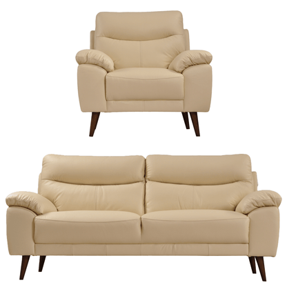 Vantage Cream 3+1 sofa set, front view on white background, modern and cozy living room seating