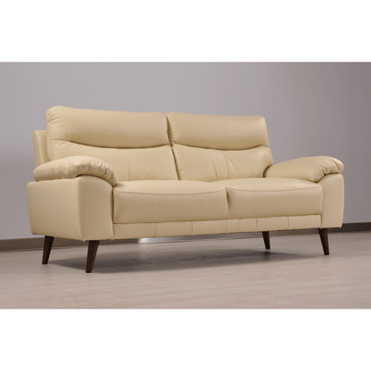 Vantage Cream 3-seater sofa in styled living room, angled view, modern and cozy seating arrangement
