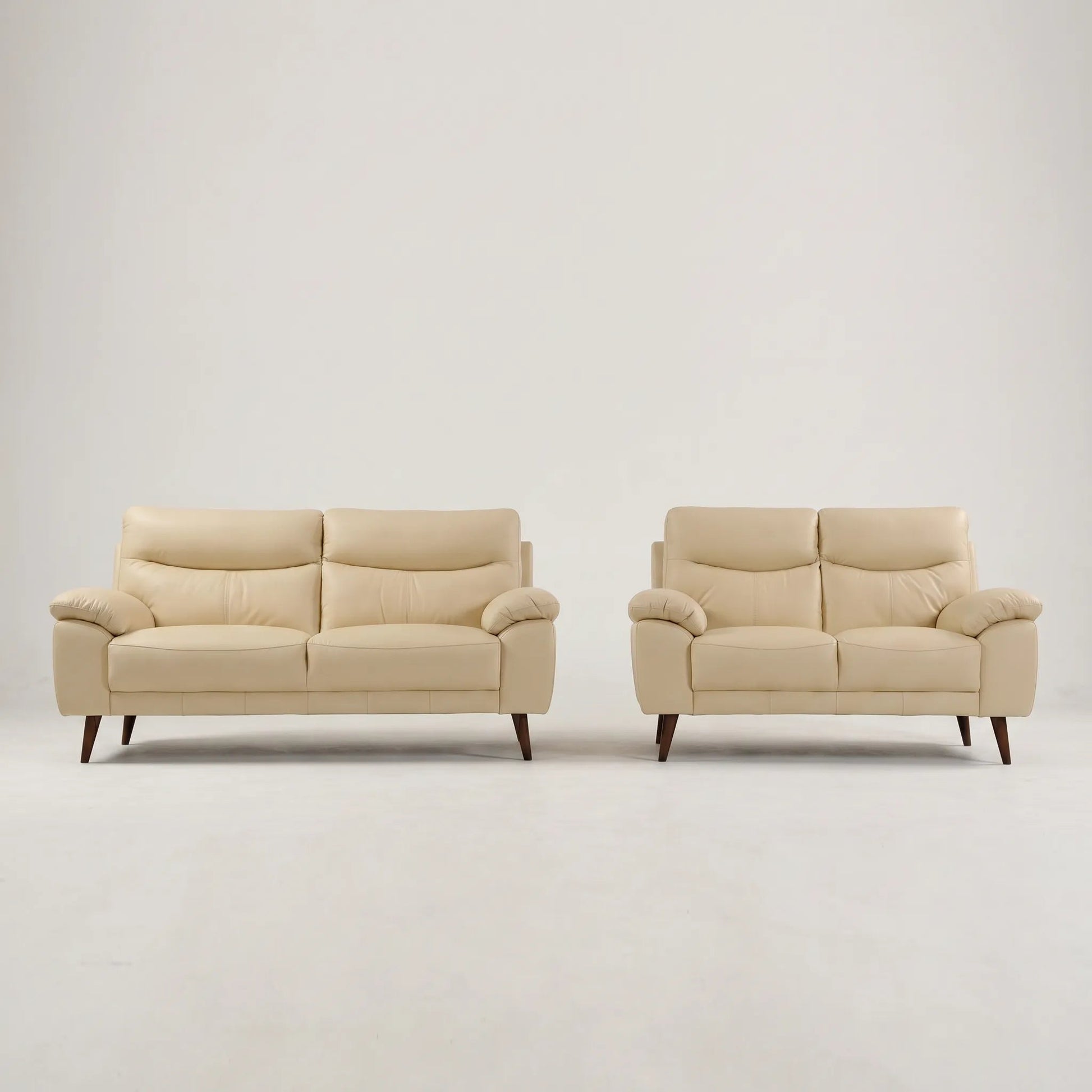 Vantage Genuine Leather Cream 3+2 Seater Sofa Set - Furniture Instore