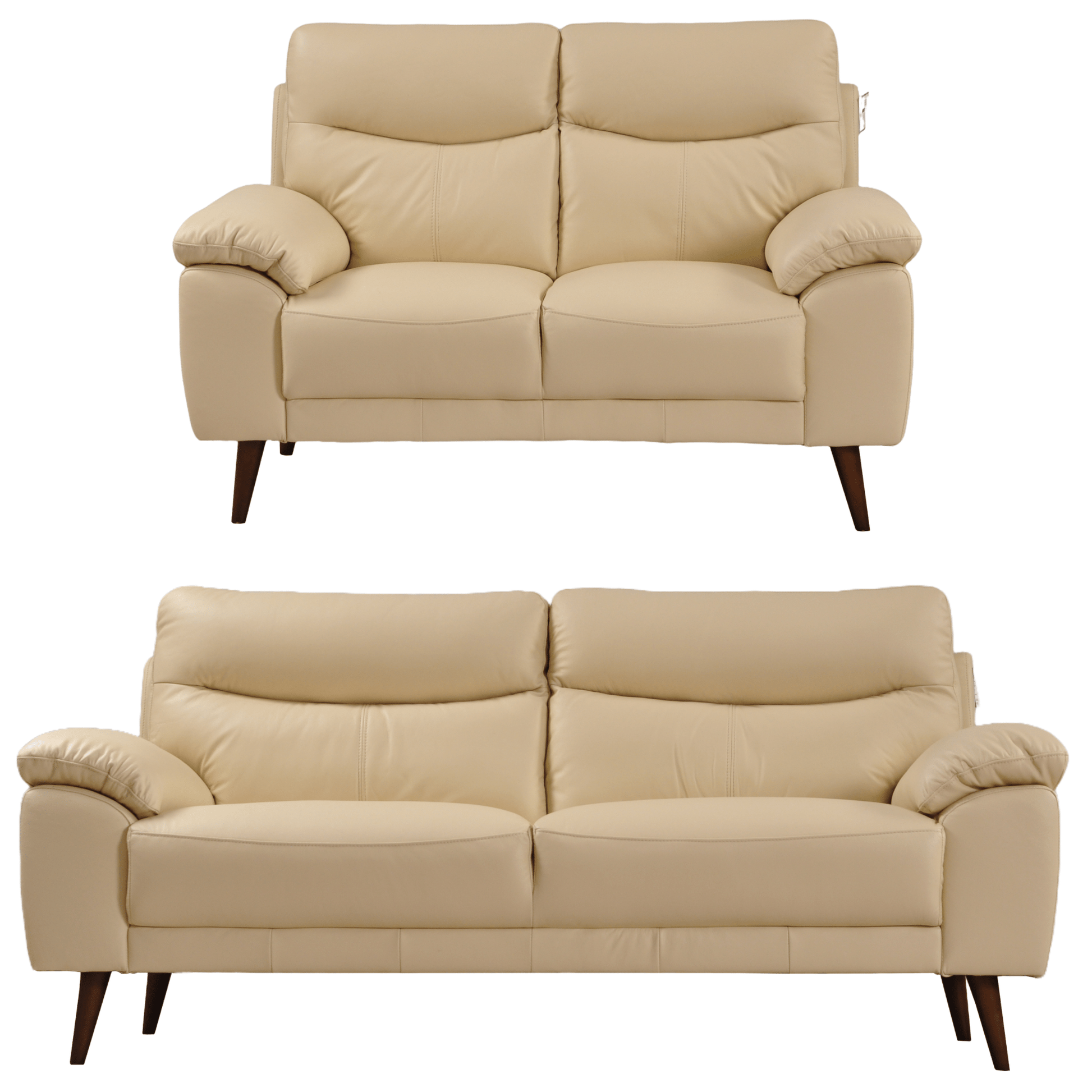 Vantage Cream 3+2 sofa set, front view on white background, modern and cozy living room seating