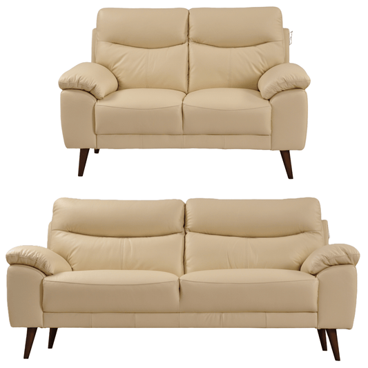 Vantage Cream 3+2 sofa set, front view on white background, modern and cozy living room seating