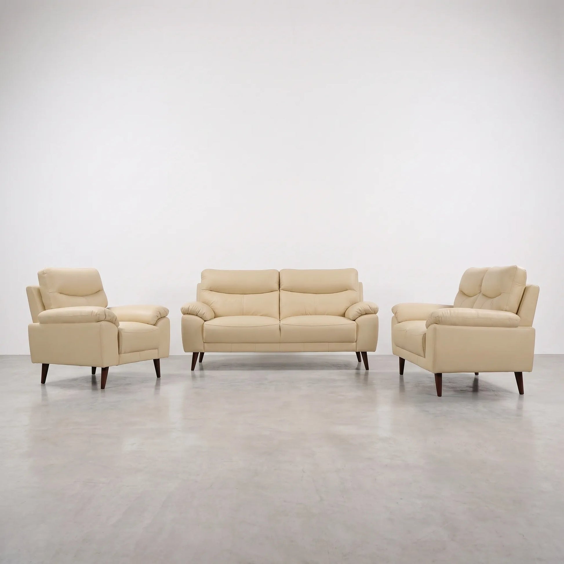 Vantage Genuine Leather Cream 3+2+1 Seater Sofa Set - Furniture Instore