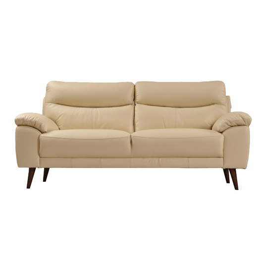 Vantage Cream 3-seater sofa, front view on white background, modern and cozy living room seating