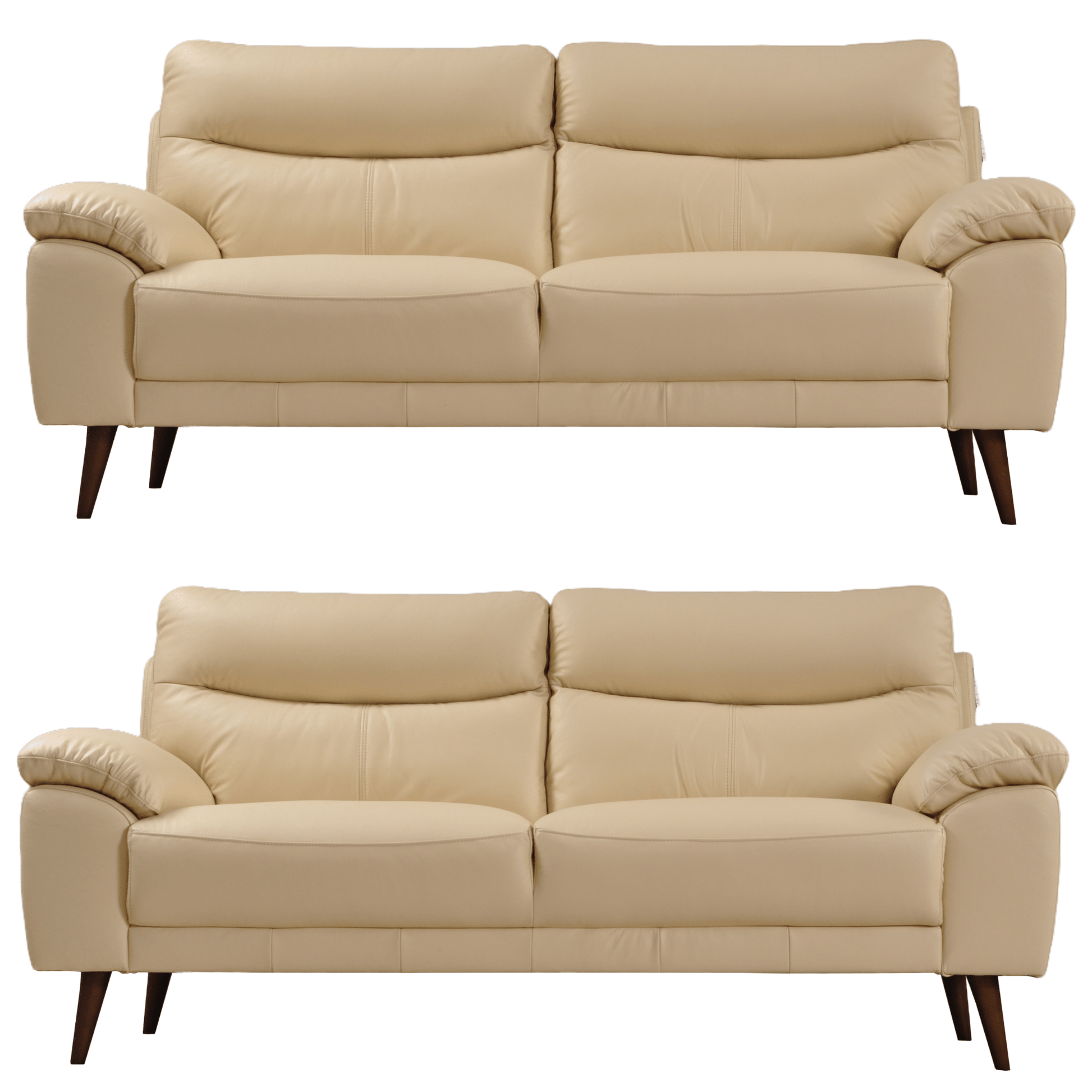 Vantage Cream 3+3 sofa set, front view on white background, modern and cozy living room seating
