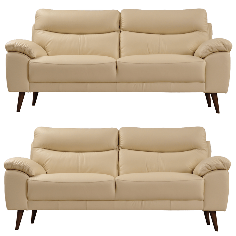 Vantage Cream 3+3 sofa set, front view on white background, modern and cozy living room seating